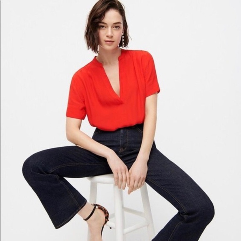 J.Crew Drapey band-collar popover blouse